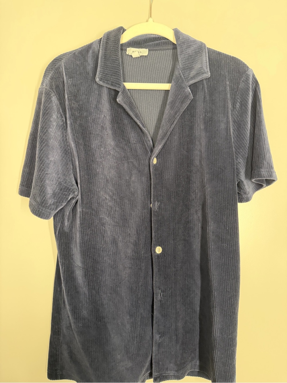Reiss Short-Sleeve Corduroy Button-Down Shirt - Slate Blue